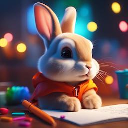 Rabbit writing a book