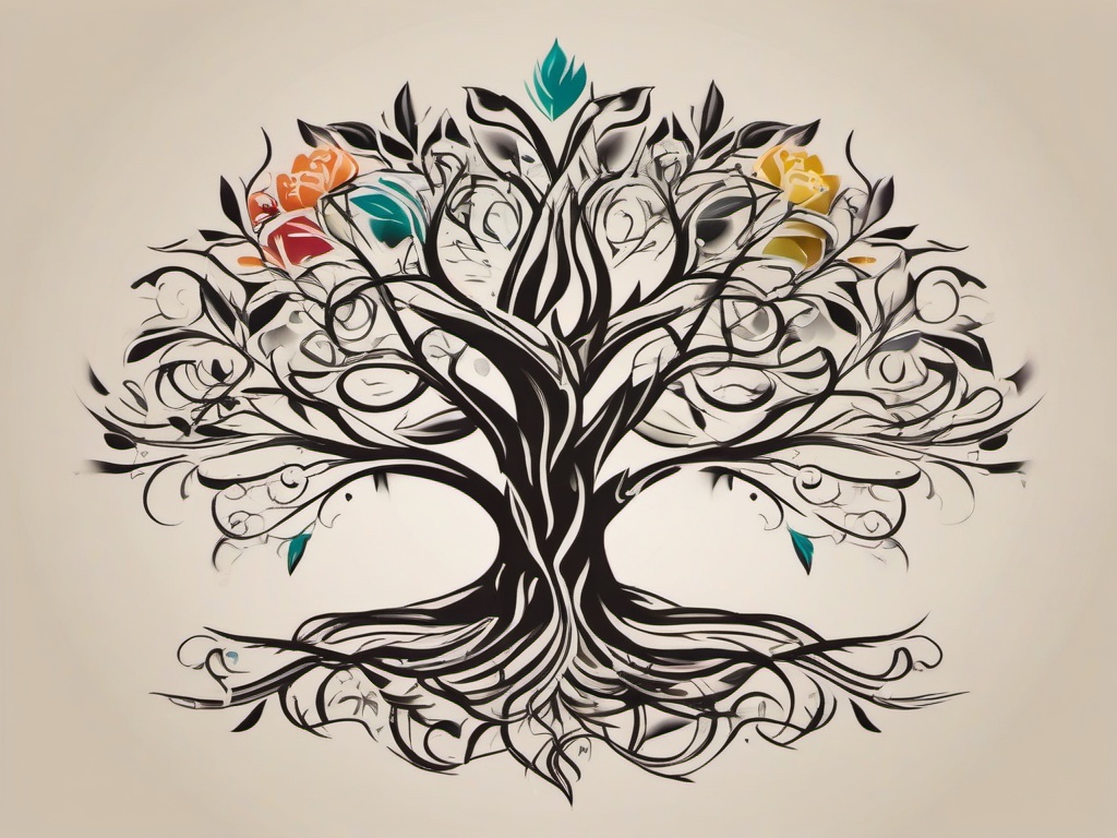 family tree tattoo names  simple vector color tattoo