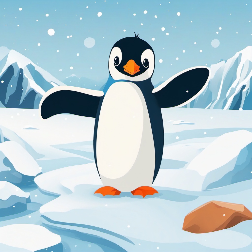 Cute Penguin in the Antarctic Wonderland  clipart, simple