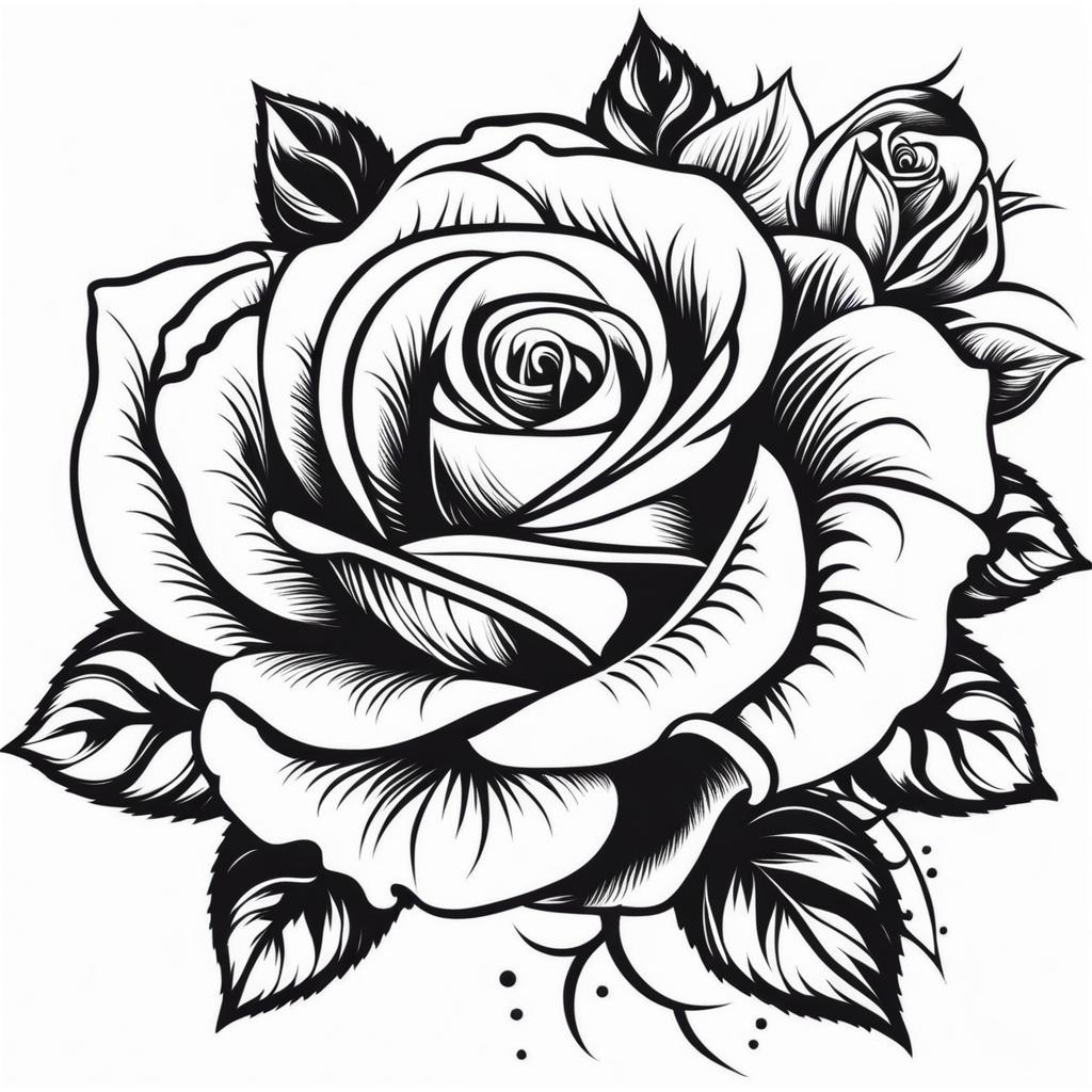 rose tattoo design black and white design 