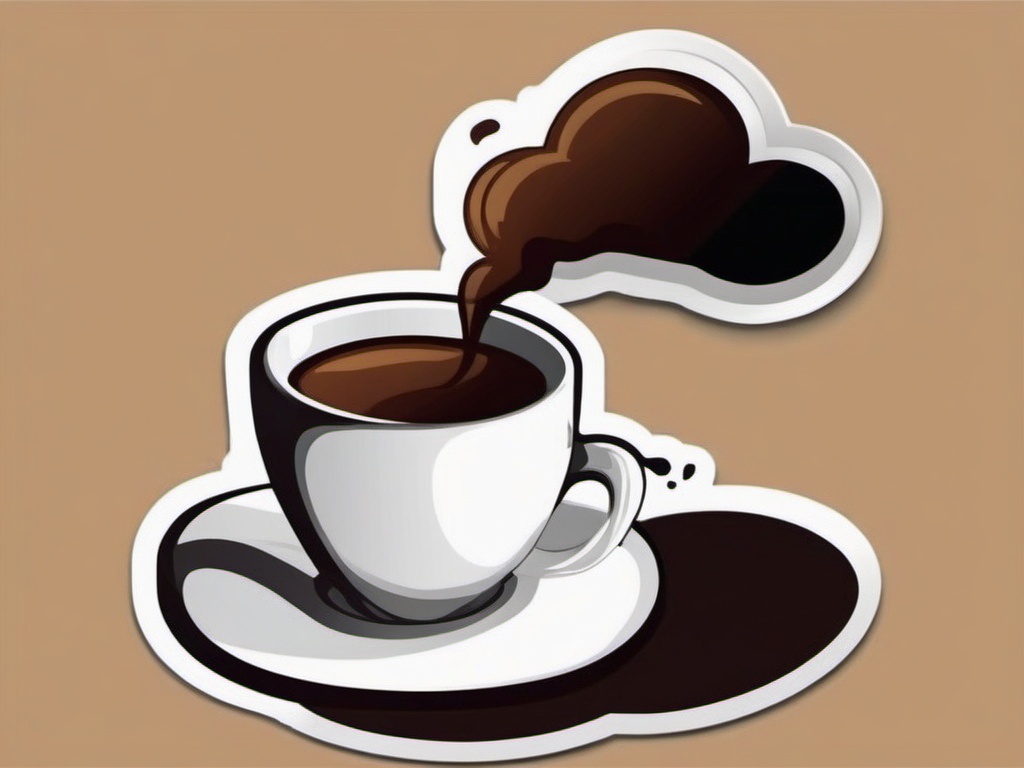 Coffee Cup Sticker - Steaming cup of coffee, ,vector color sticker art,minimal