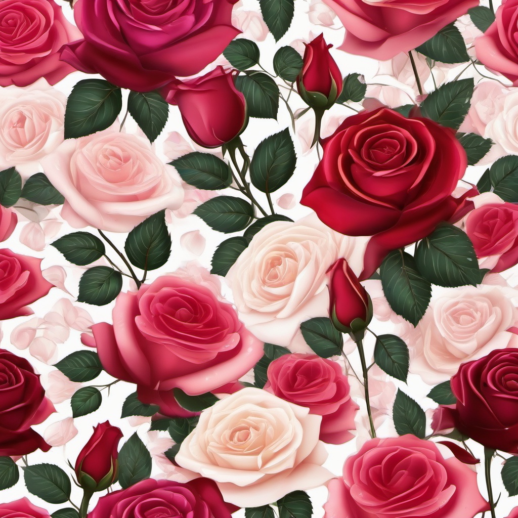 Rose Background - Romantic Roses and Falling Petals  intricate patterns, splash art, wallpaper art