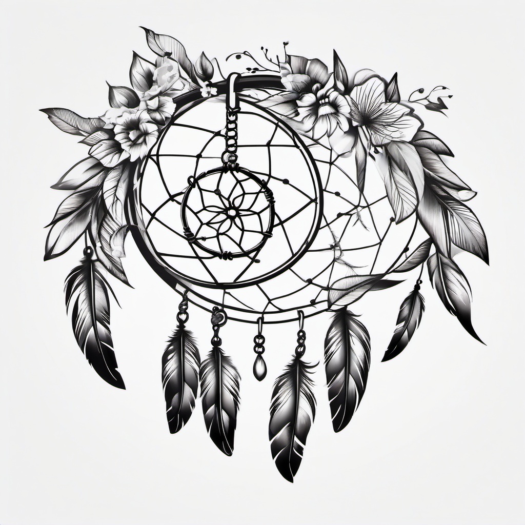 Dream Catcher Memorial Tattoo - Tattoo serving as a memorial and featuring a dream catcher.  simple vector tattoo,minimalist,white background