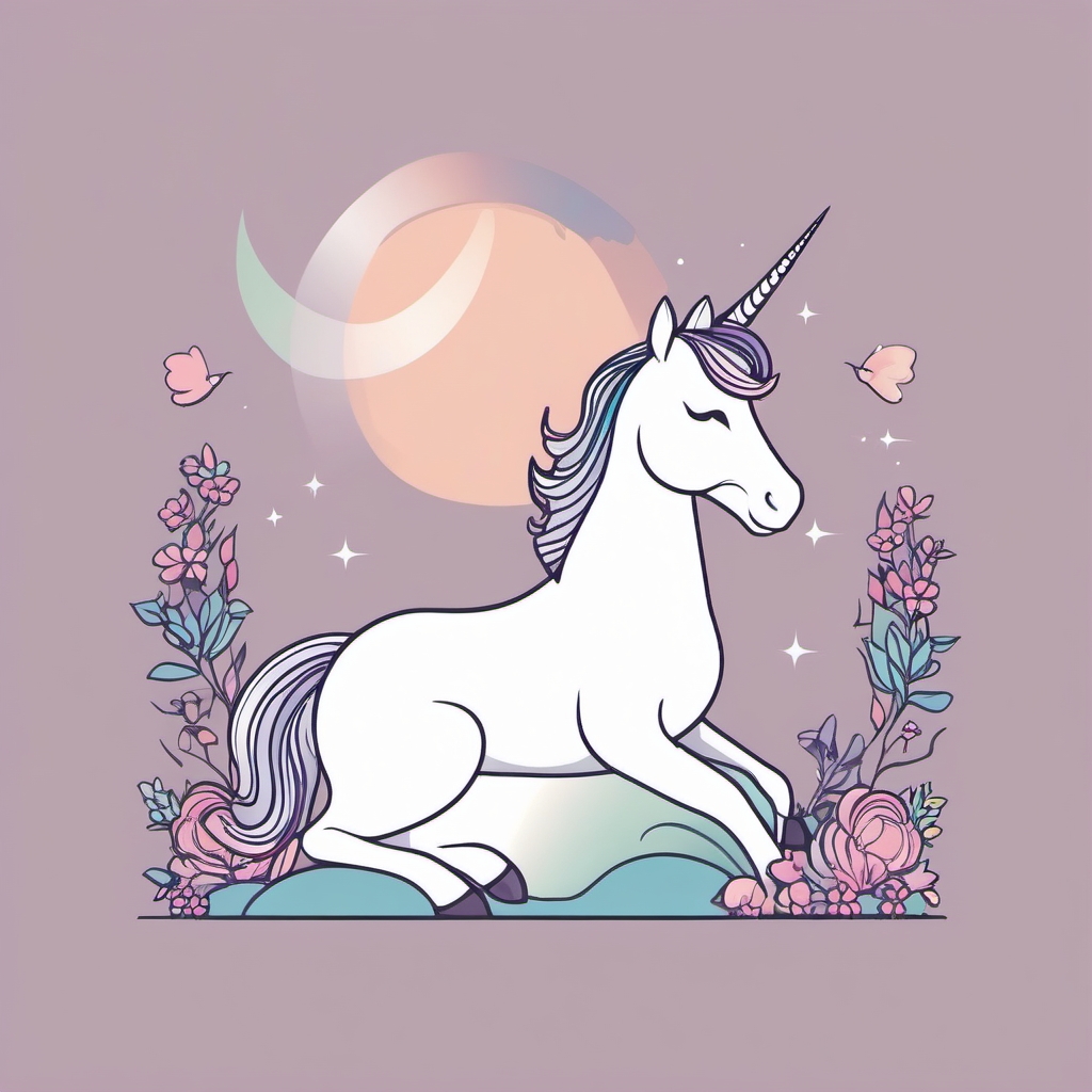 Sitting Unicorn Clipart - Capture the tranquility of unicorns in repose with this charming set of sitting unicorn clipart.  vector art, clipart, minimal