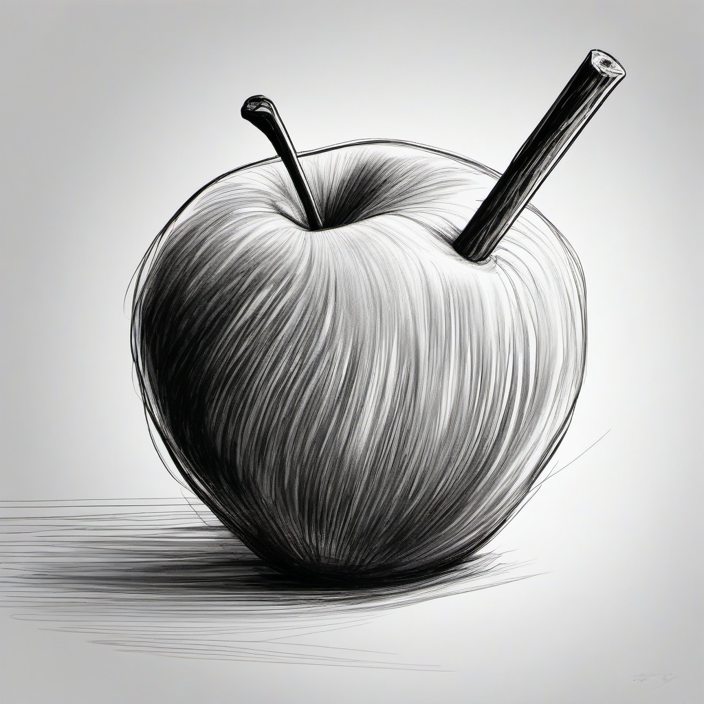 drawing of a candy apple  minimal rough sketch scribbles,doodles,black and white