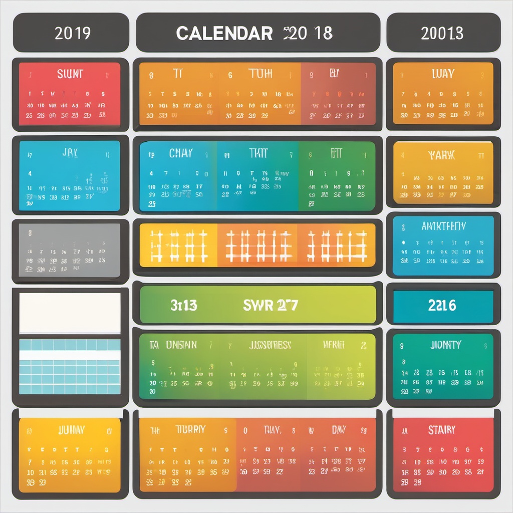 Calendar Clipart - Calendar clipart for scheduling and dates,  color vector clipart, minimal style