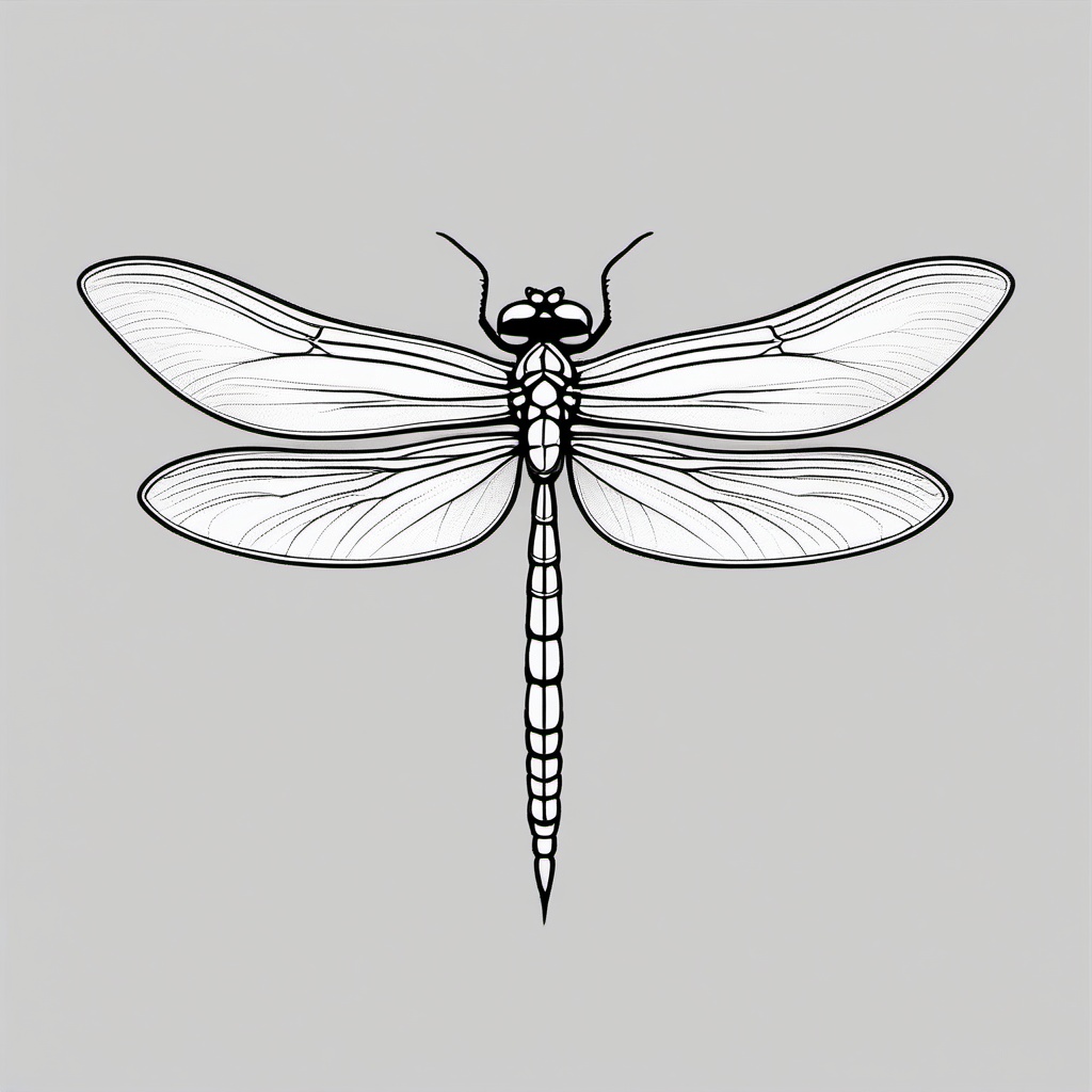 Dragon Fly Tattoo Stencil - Stencil-based design for a dragonfly tattoo.  simple color tattoo,minimalist,white background