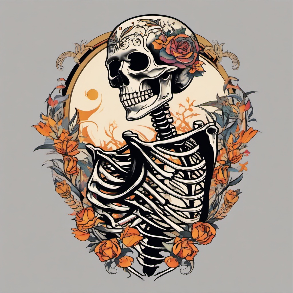 skeleton dance tattoo  simple vector color tattoo