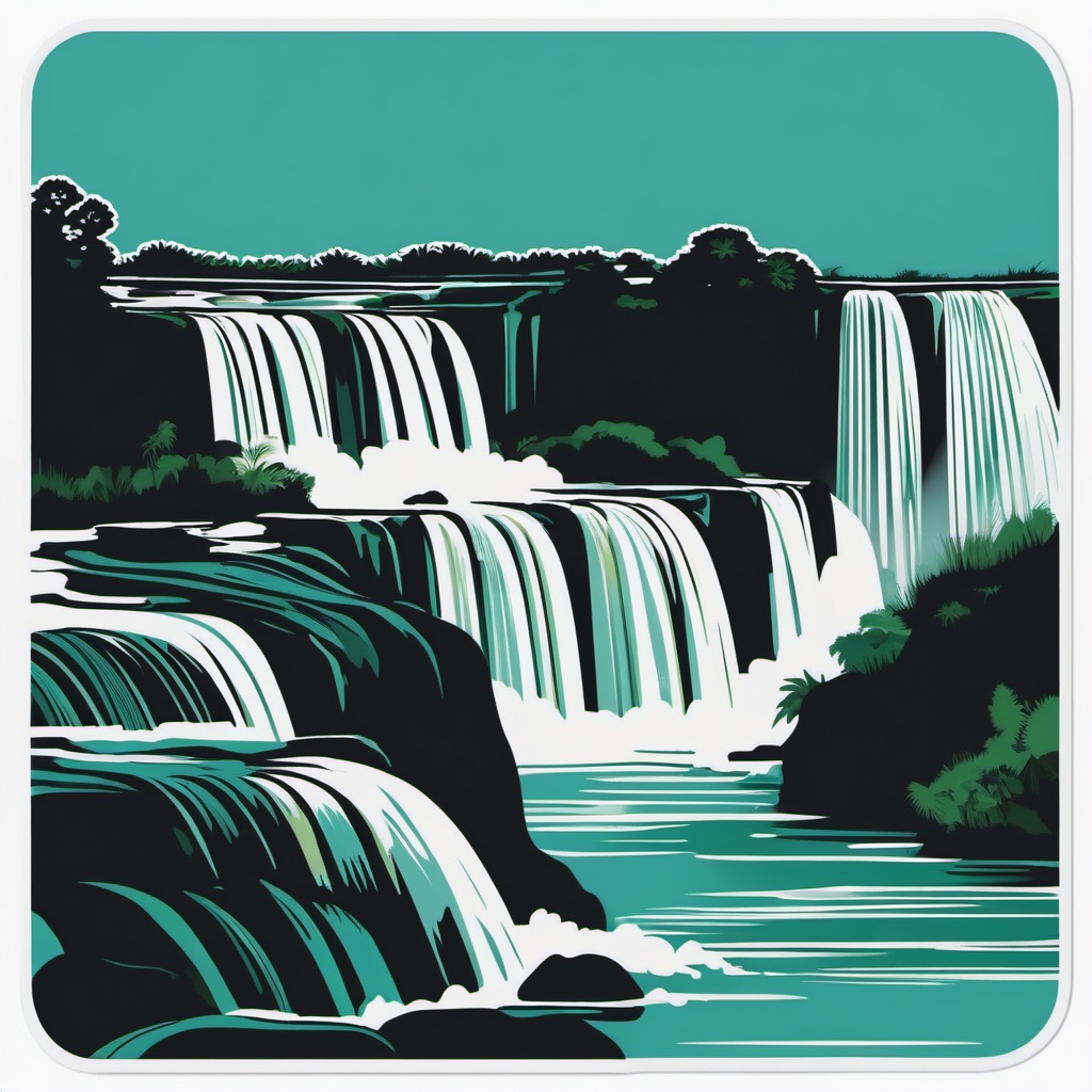 Iguazu Falls sticker- Striking waterfalls on the Argentina-Brazil border, , sticker vector art, minimalist design