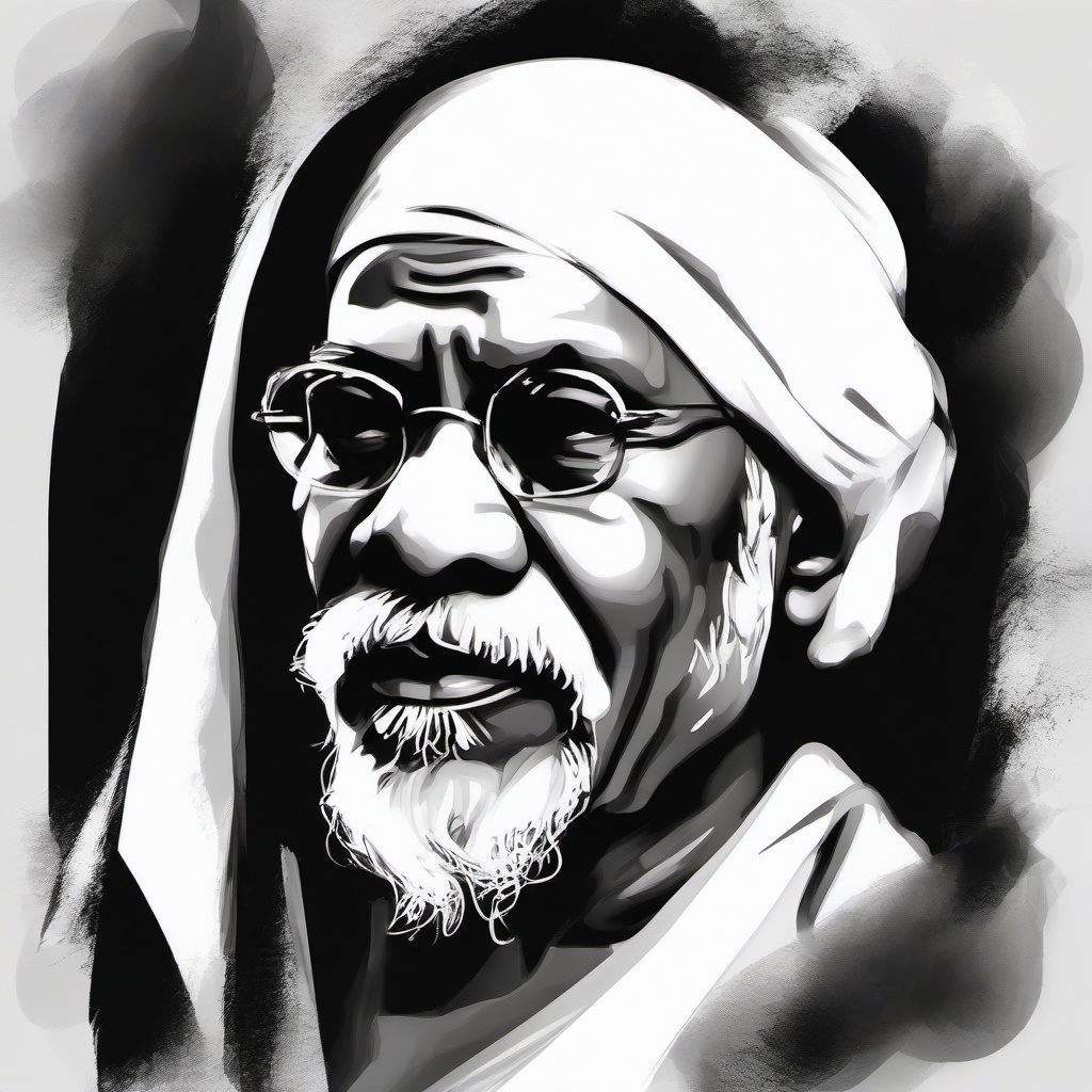 sketch of sai baba  minimal rough sketch scribbles,doodles,black and white