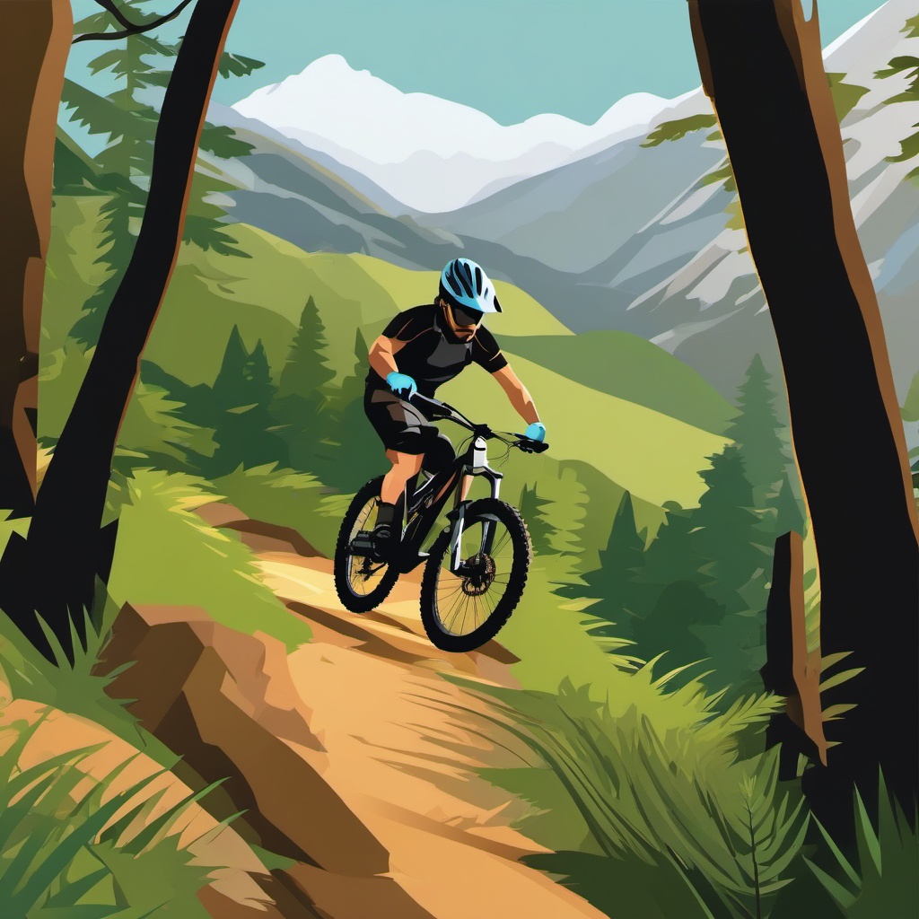 Mountain Biking Trail clipart - A thrilling mountain biking trail, ,vector color clipart,minimal