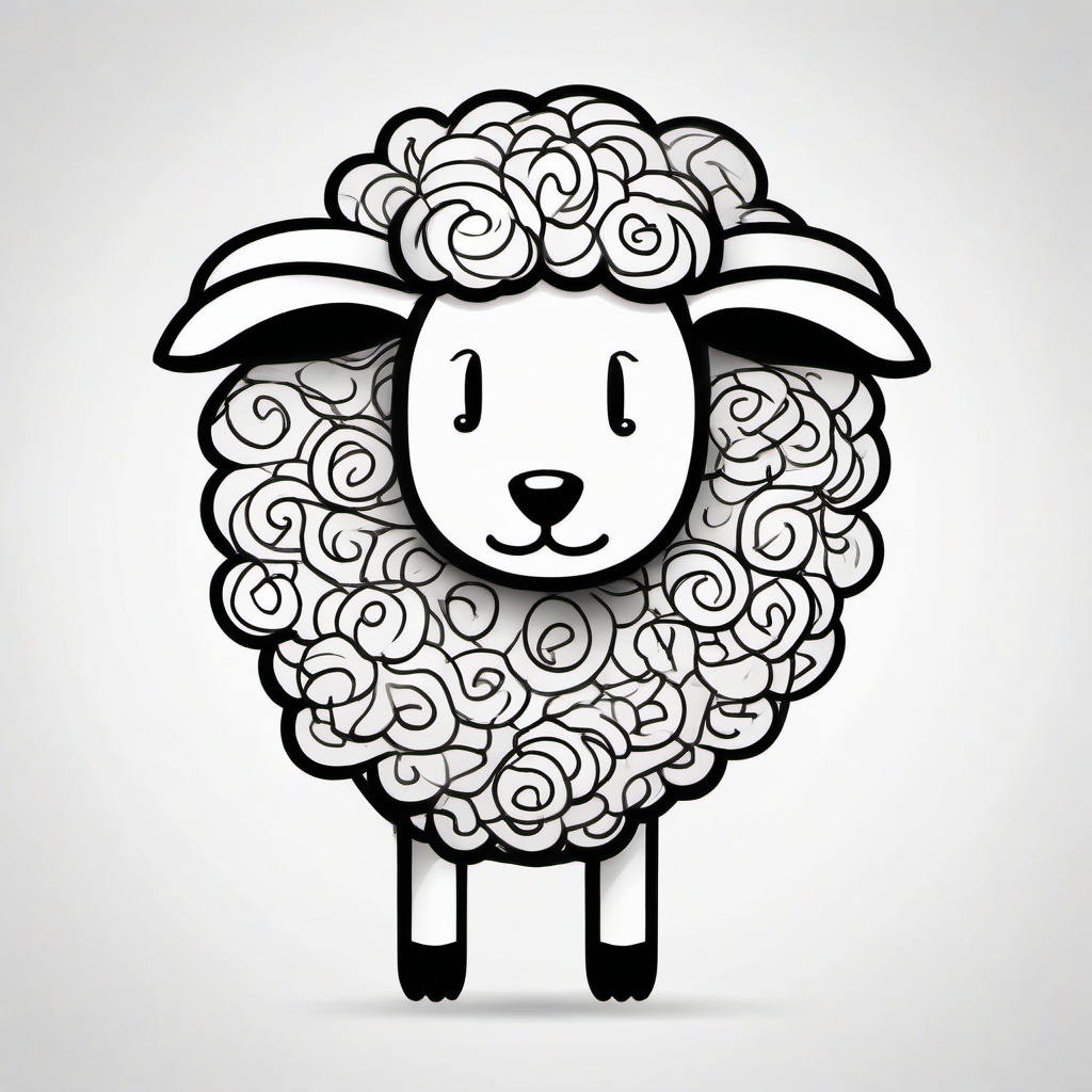 drawing of a cartoon sheep  minimal rough sketch scribbles,doodles,black and white