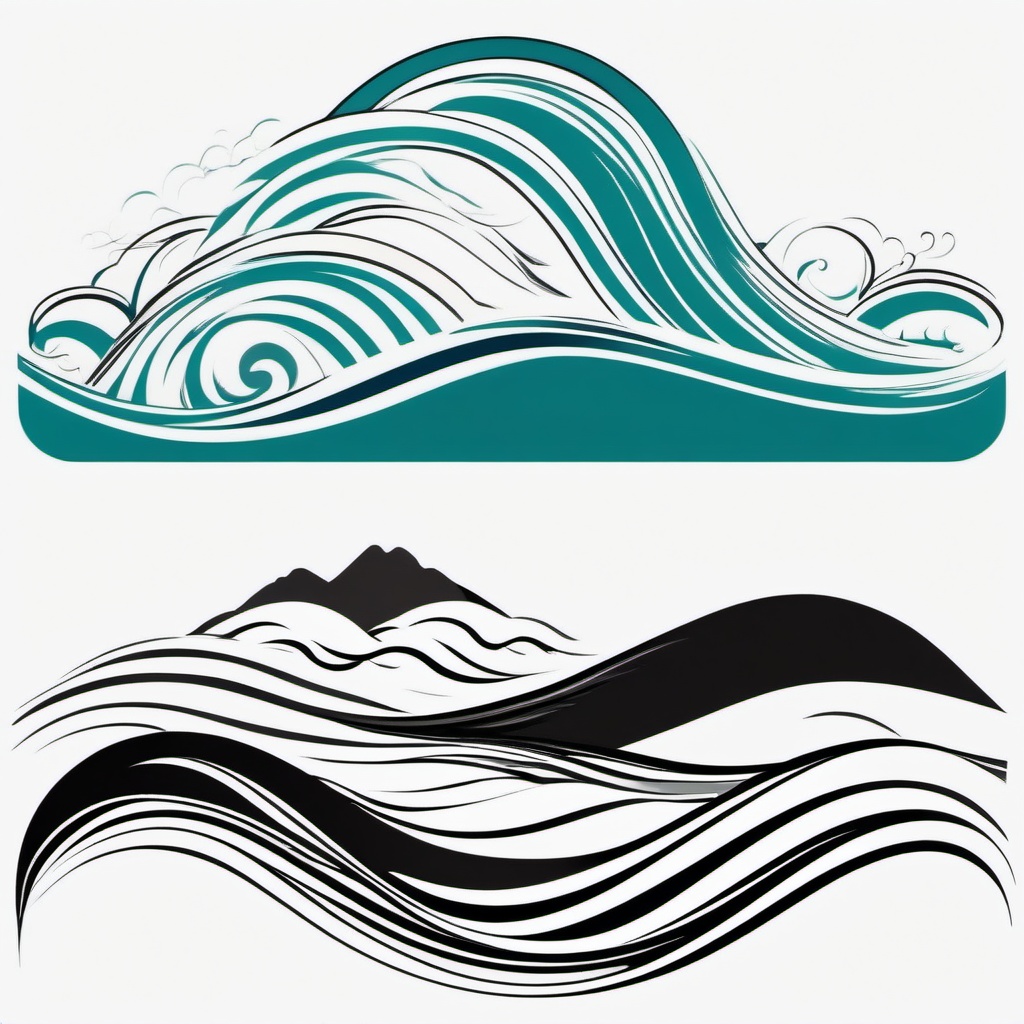 Armband Tattoo Waves - Embrace the elegance of waves in a captivating armband tattoo design.  simple vector color tattoo,minimal,white background