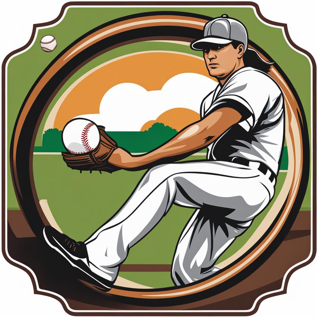 baseball clipart: pitching a curveball on a baseball diamond. 