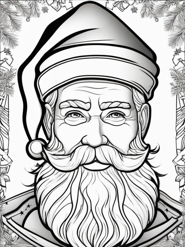 Santa with a Christmas Hat Coloring Pages - Jolly Santa in His Signature Hat  minimal black outline printable sheet, coloring page