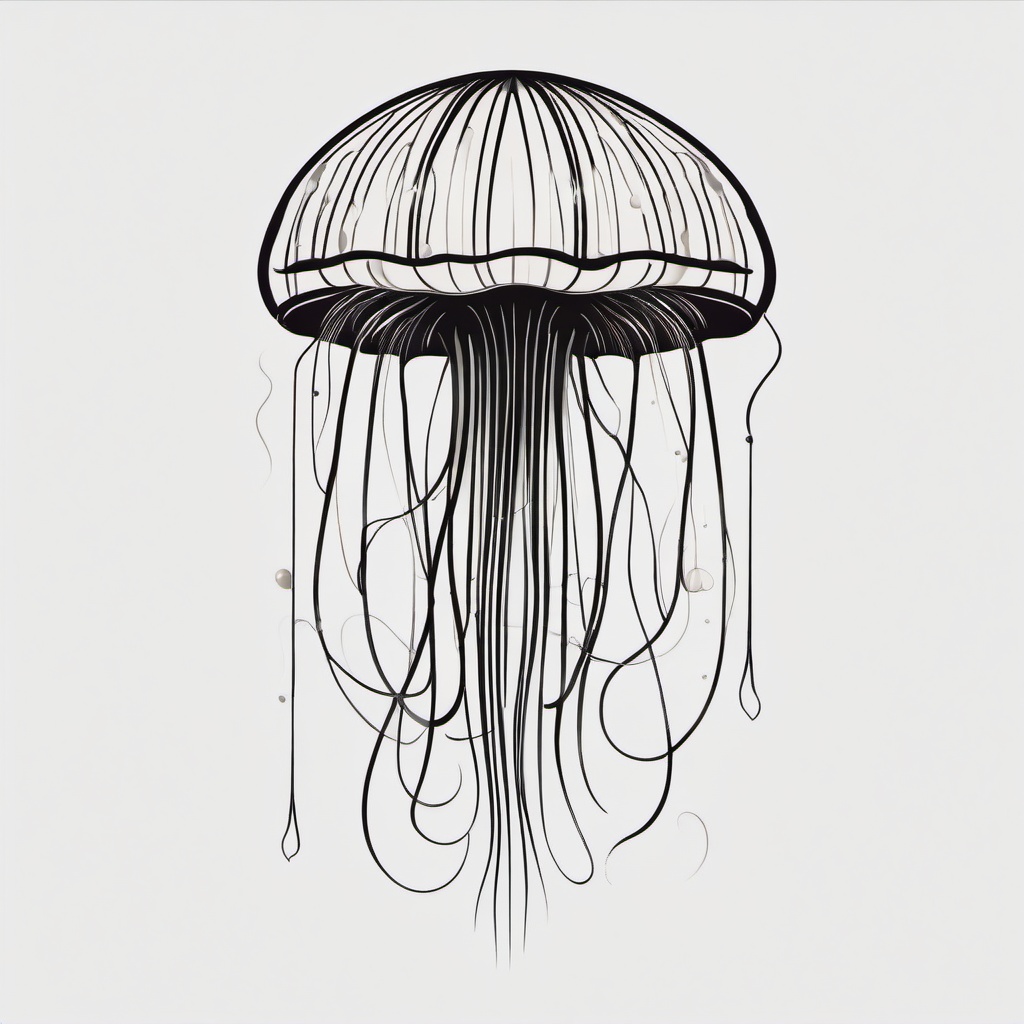 Abstract Jellyfish Tattoo - Explore artistic expression with an abstract jellyfish design.  minimalist color tattoo, vector