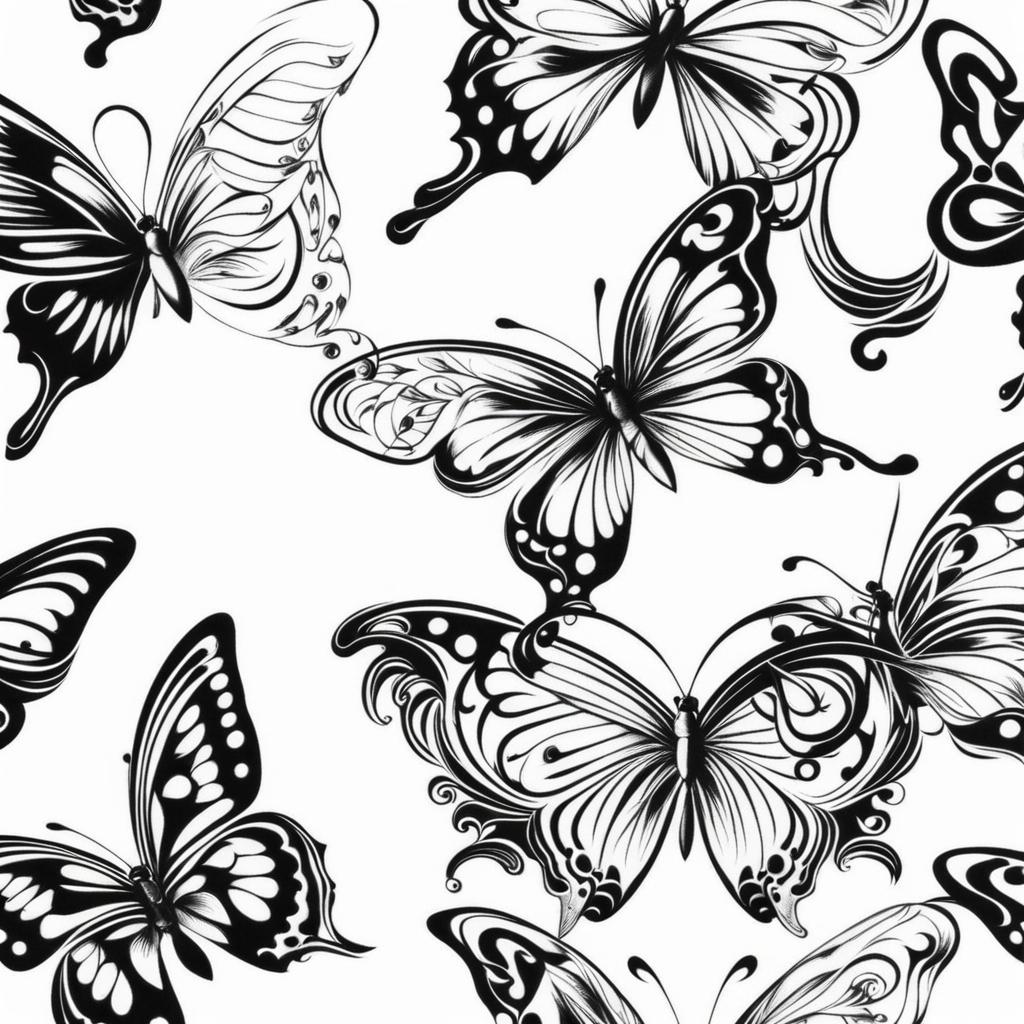 Butterfly tattoo patterns,Patterns and motifs for butterfly-themed tattoos. tattoo design, white background