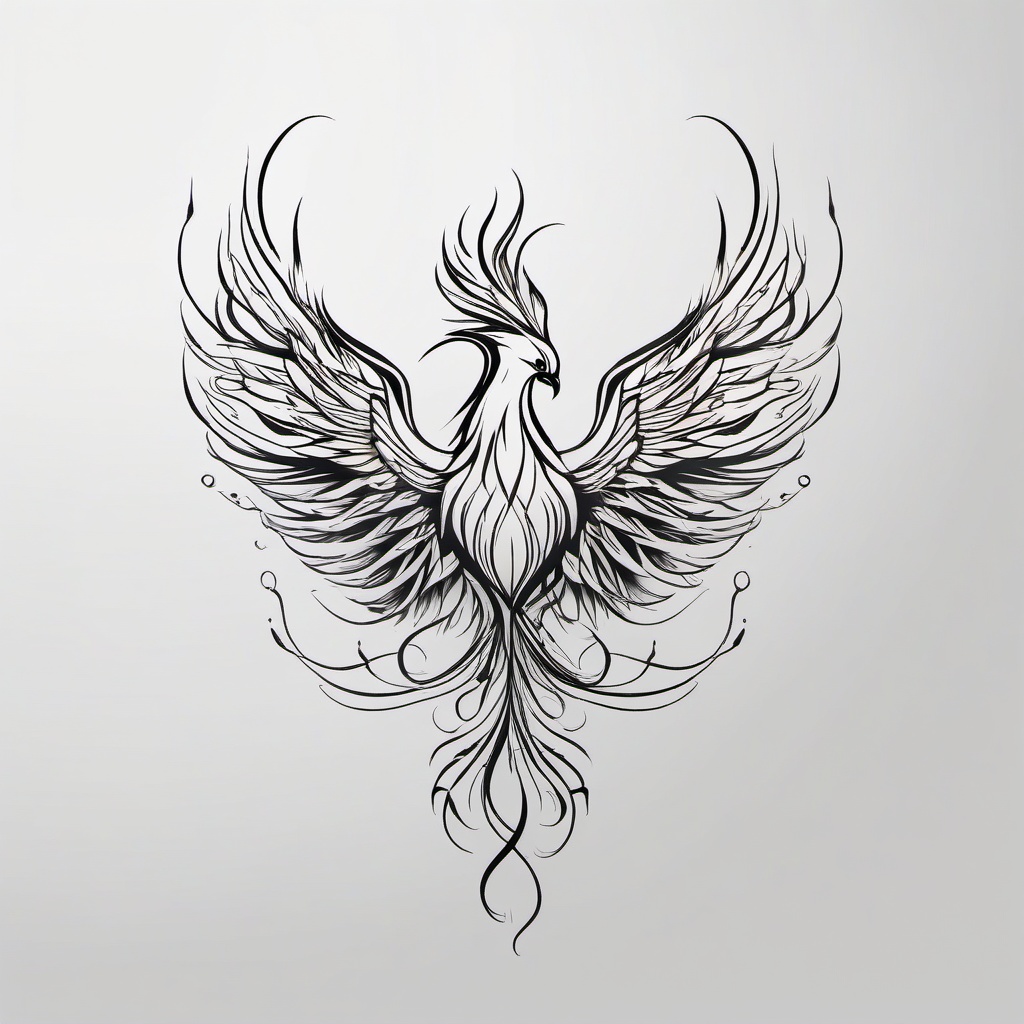 Minimalist phoenix tattoo, Delicate and subtle phoenix tattoos with minimalist design elements. , color tattoo designs, white clean background