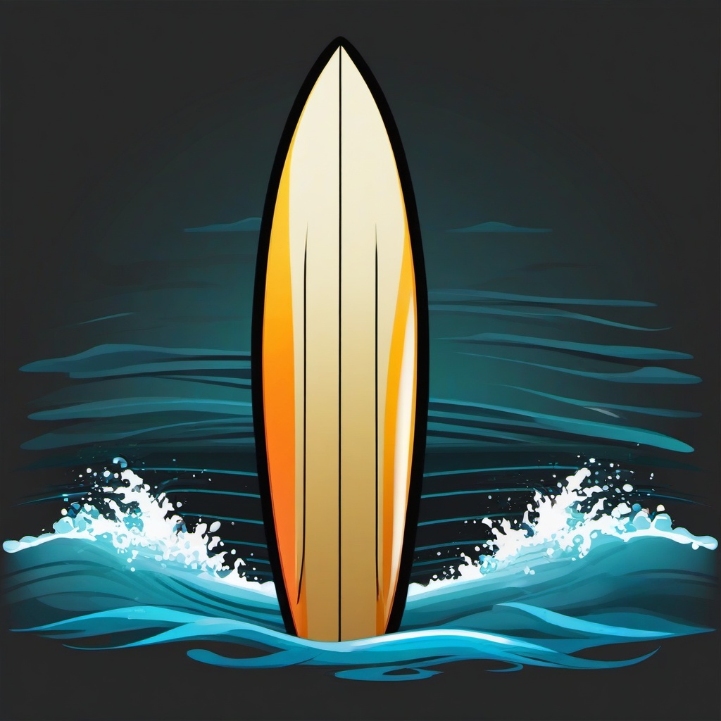 Surfboard clipart - surfboard in water  vector clipart