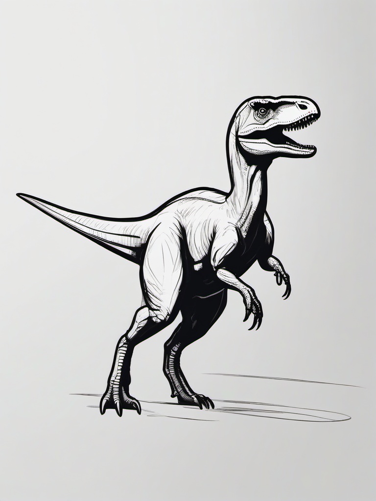 drawing of a Eoraptor dinosaur  minimal rough sketch scribbles,doodles,black and white