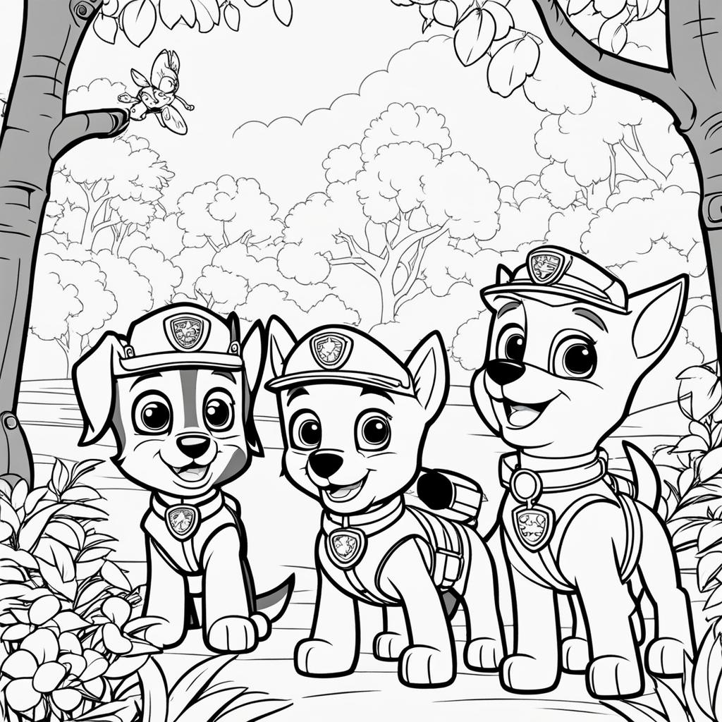 paw patrol coloring pages - the paw patrol pups rescue a stranded kitten from a tree. 