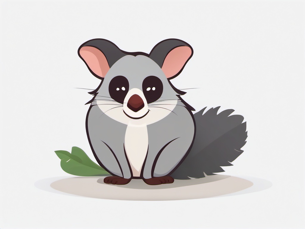 Possum cartoon  minimal, white background