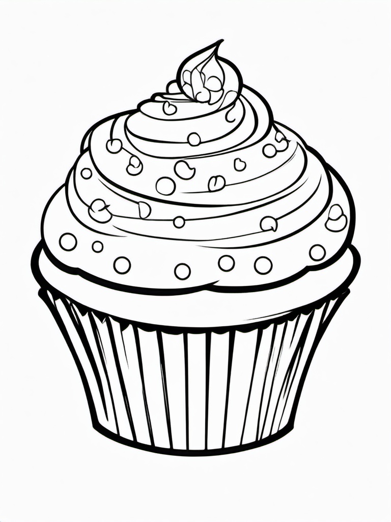 Cupcake Coloring Pages - Giant cupcake with colorful sprinkles  simple coloring pages