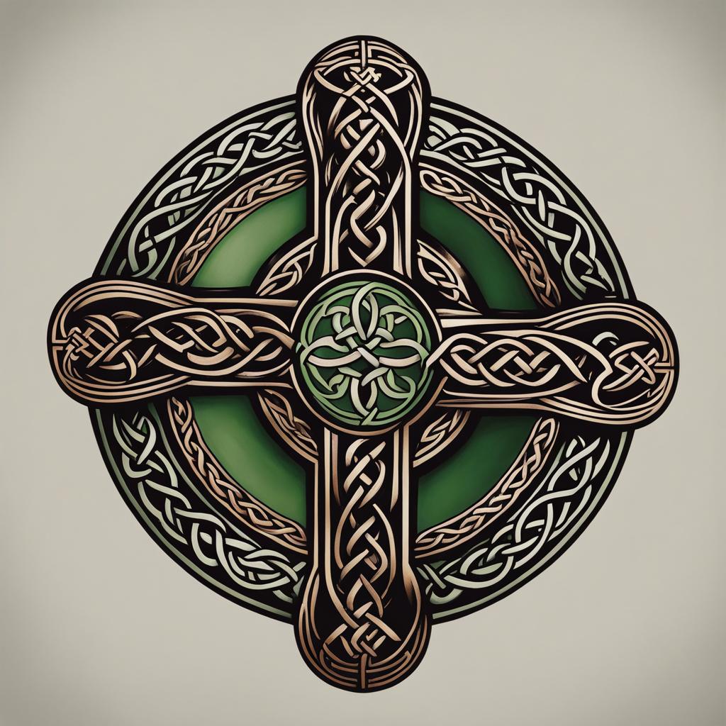 celtic cross tattoo minimalist color design 