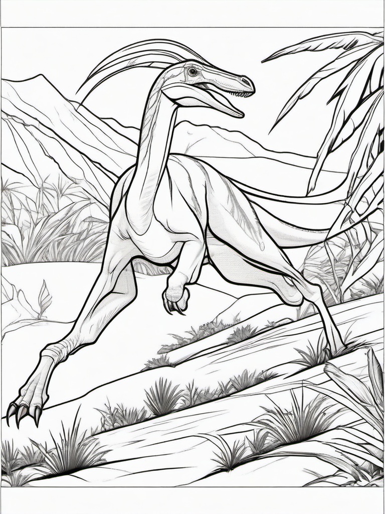 Dinosaur Coloring Pages - Gallimimus Running  simple coloring pages