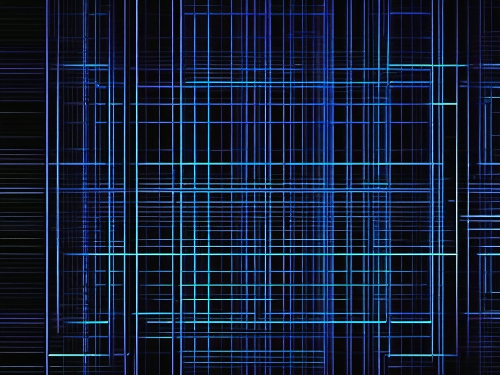 Blue Neon Wallpaper-Dark black with neon blue lines forming a futuristic grid  background wallpaper