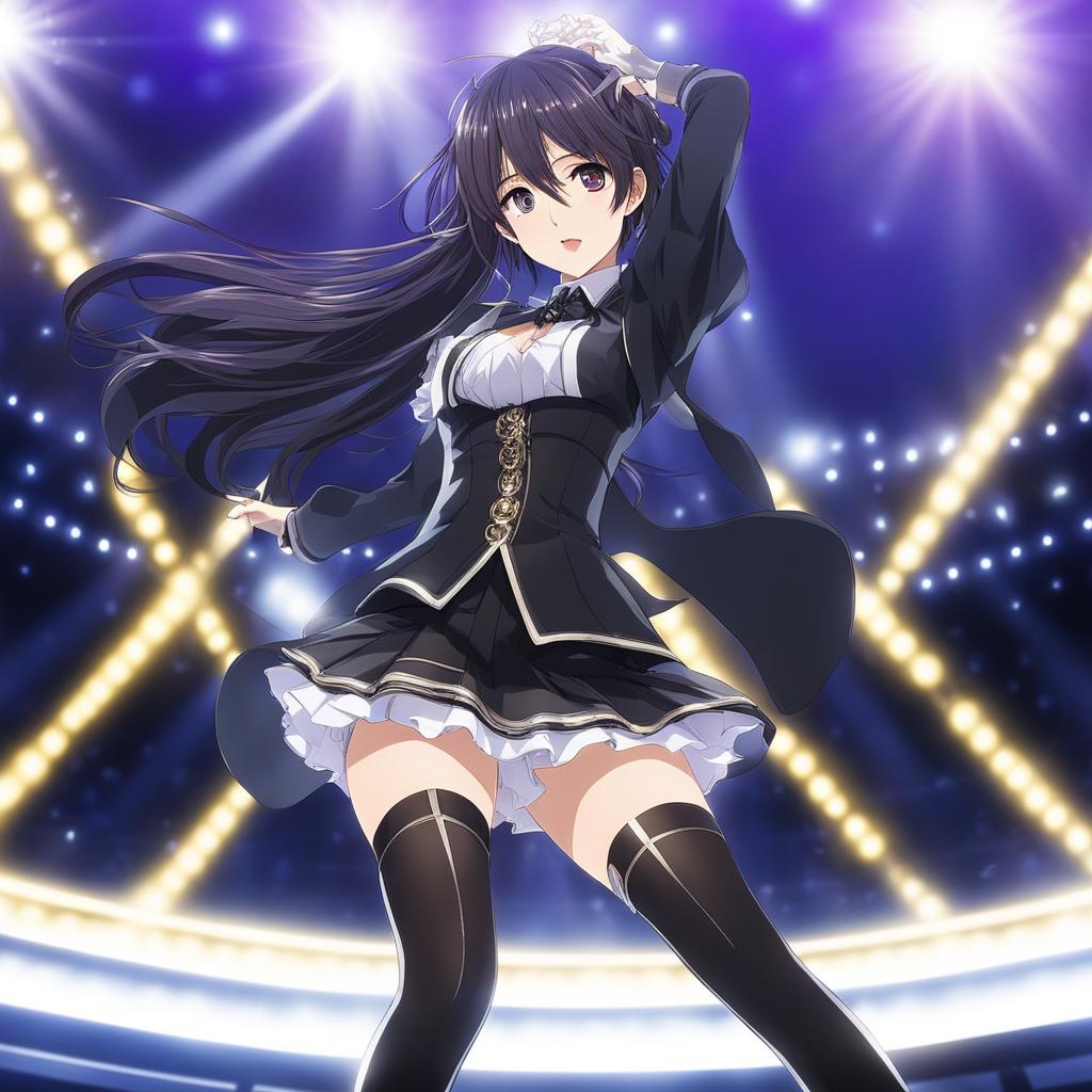 ritsu sakuma - commands the stage with electrifying idol performances in a massive arena. 