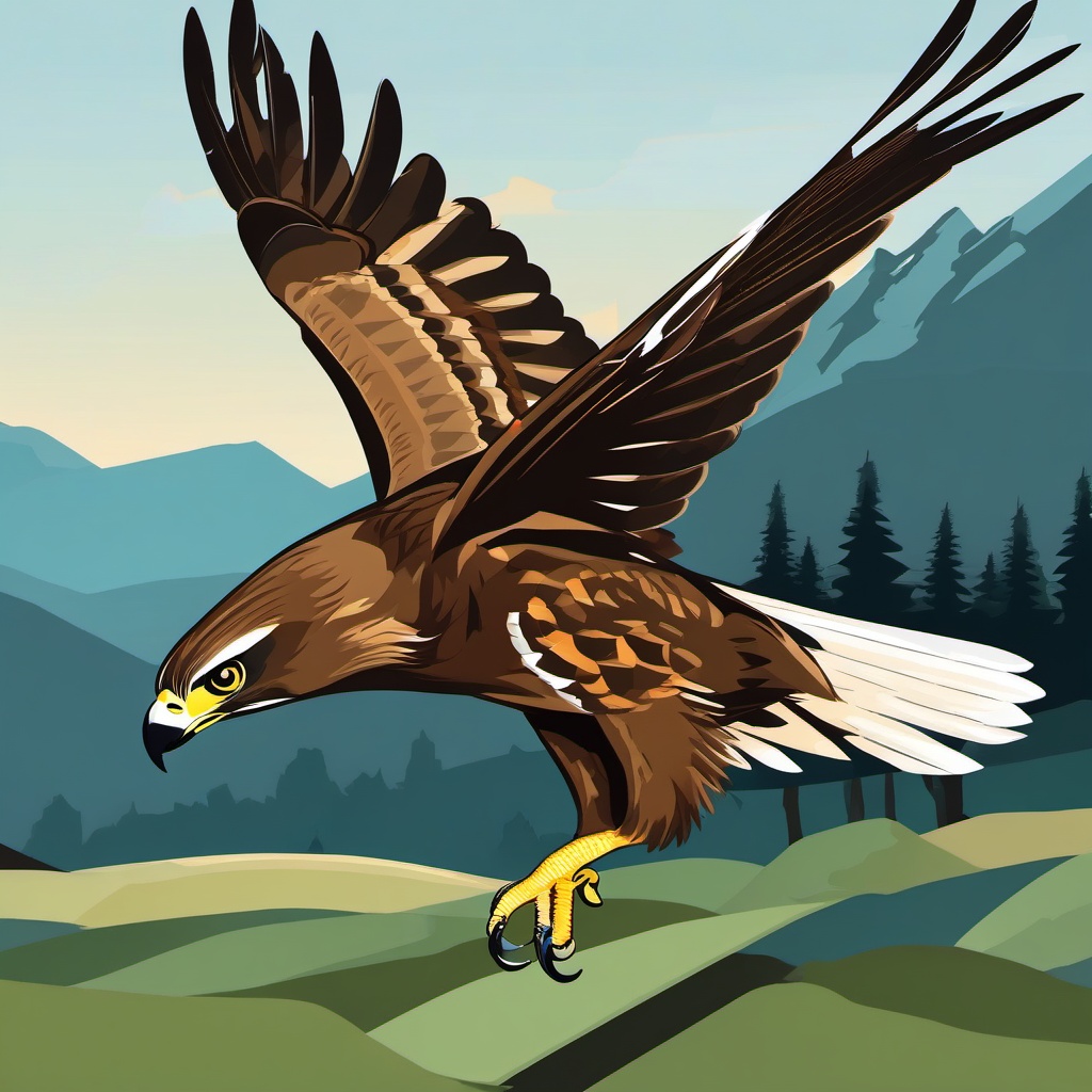 Hawk clipart - Agile predator with keen eyesight in flight, ,color clipart vector style