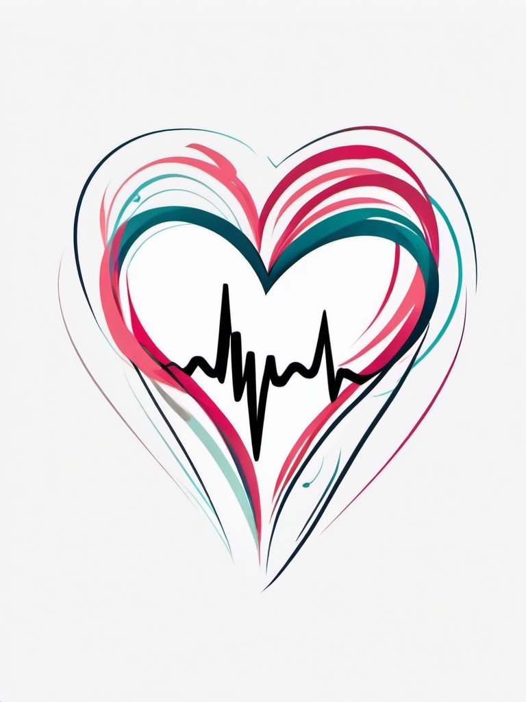 Cute Heartbeat Tattoo - Keep it adorable and charming with a cute and stylish heartbeat-themed tattoo design.  simple vector color tattoo,minimal,white background