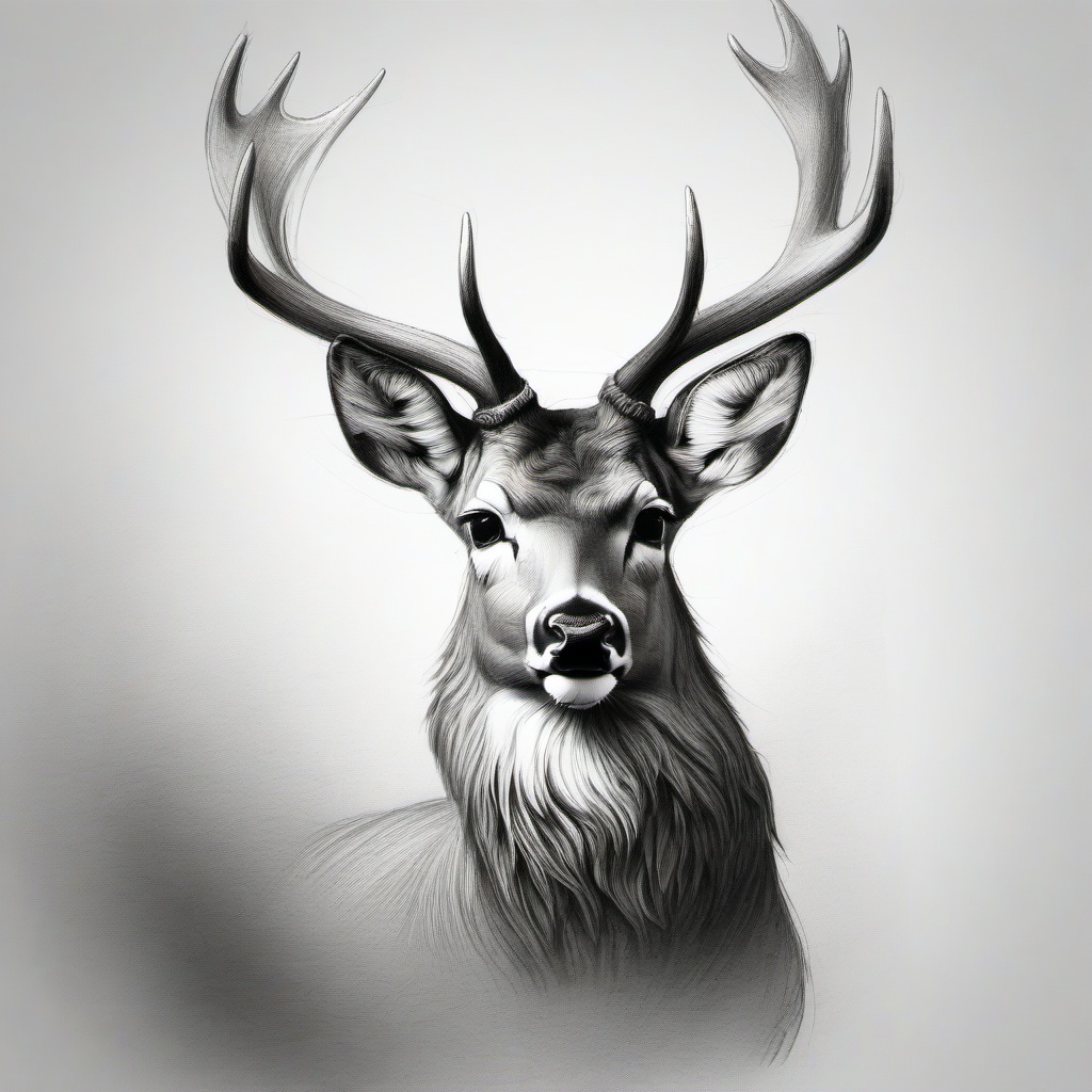 pencil sketch of deer  minimal rough sketch scribbles,doodles,black and white