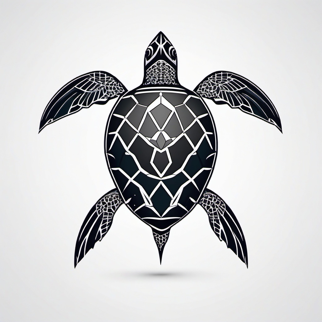 Geometric Sea Turtle Tattoo - Infuse modern aesthetics into your sea turtle tattoo with geometric patterns, creating a unique and contemporary design.  simple color tattoo,minimal vector art,white background