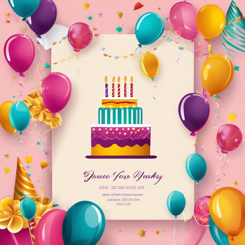 Birthday Invitation clipart - Vibrant birthday party invitation, ,vector color clipart,minimal