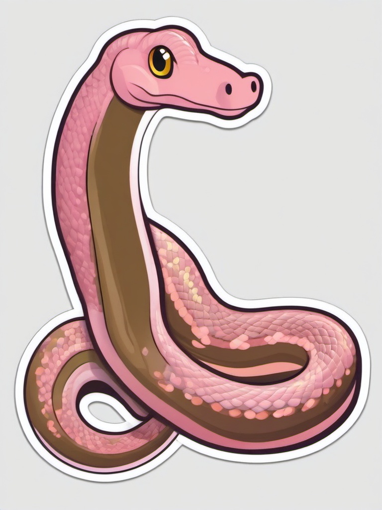 Rosy Boa cartoon - gentle, pinkish snake  cartoon sticker style