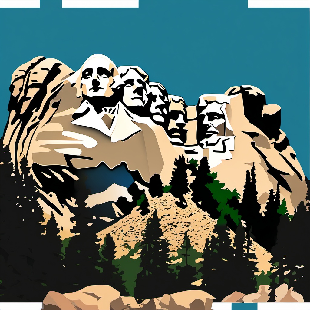 Mounth Rushmore sticker- Sculptures of US presidents in the Black Hills, , sticker vector art, minimalist design