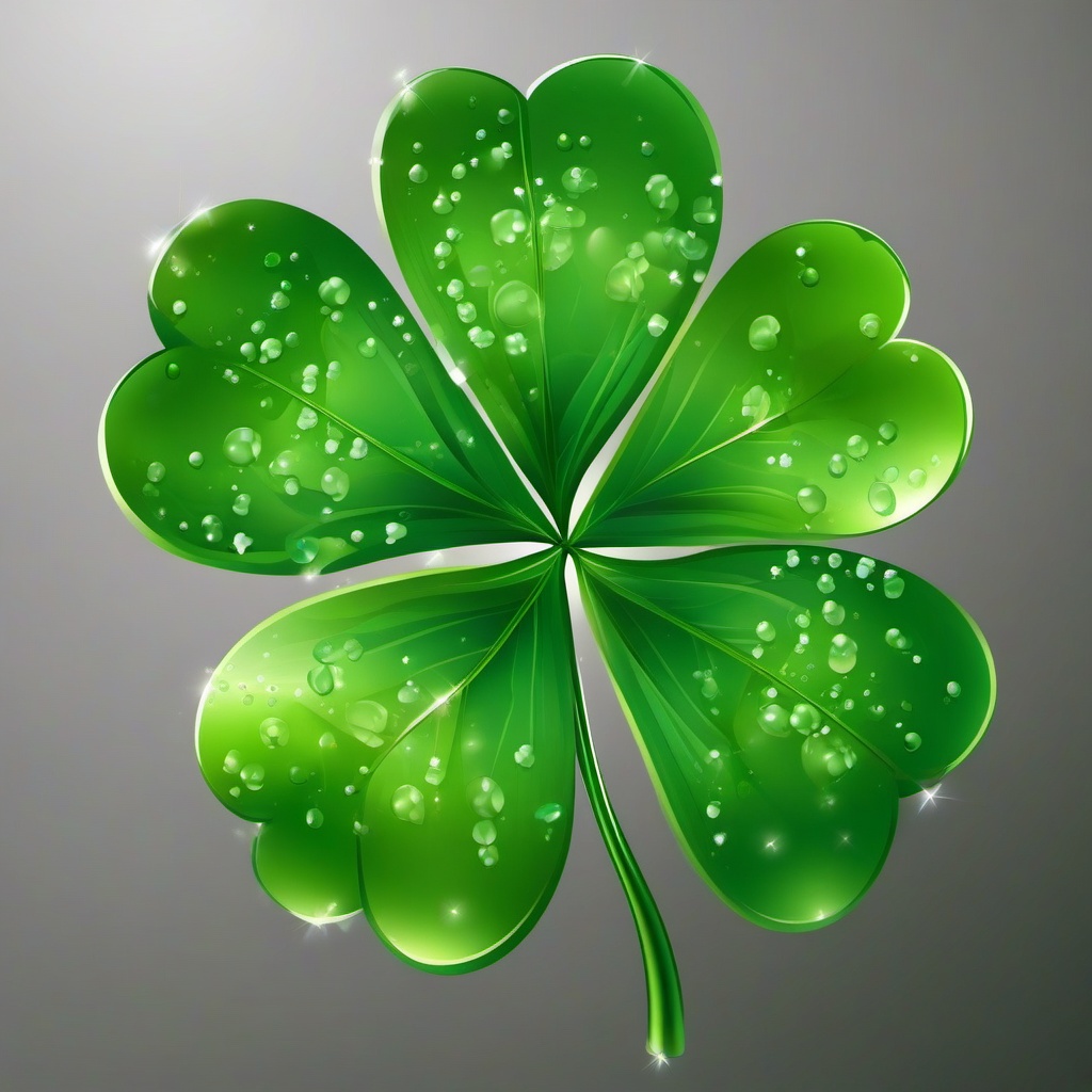 4 Leaf Clover clipart - clover with dew drops glistening  