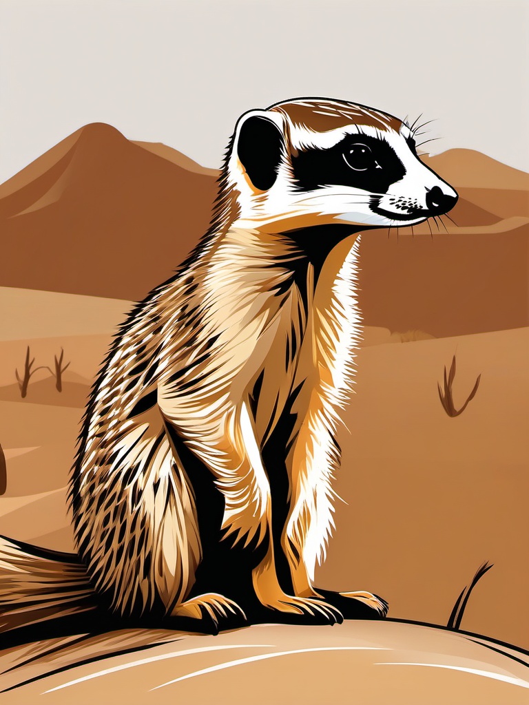 Meerkat clipart - Small, social mongoose in arid regions, ,color clipart vector style