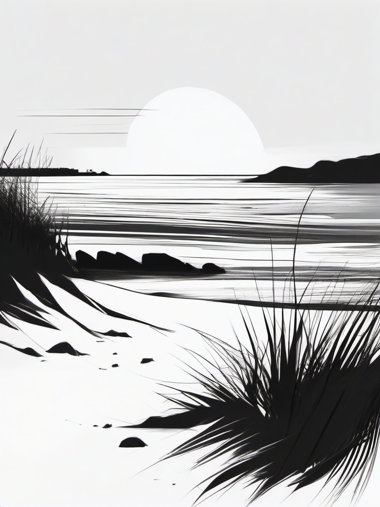 simple drawing of beach  minimal rough sketch scribbles,doodles,black and white