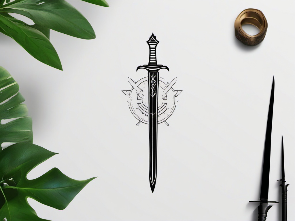 fine line sword tattoo  simple vector color tattoo