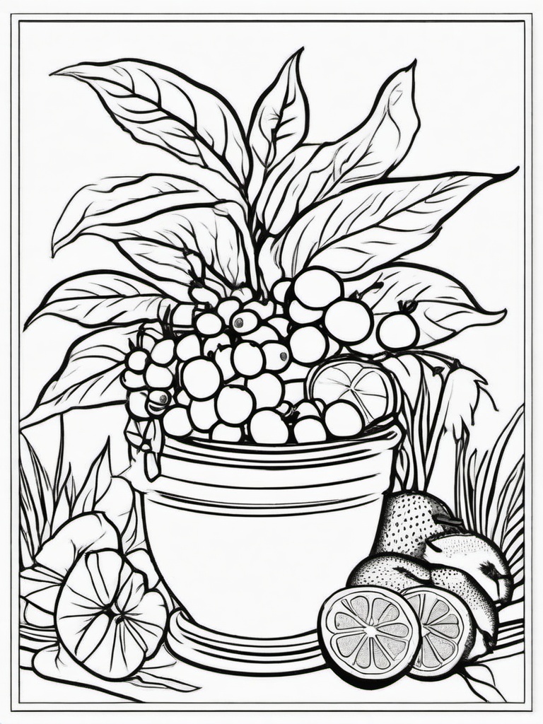 Plant Coloring Pages - Plant with fruits  simple coloring pages