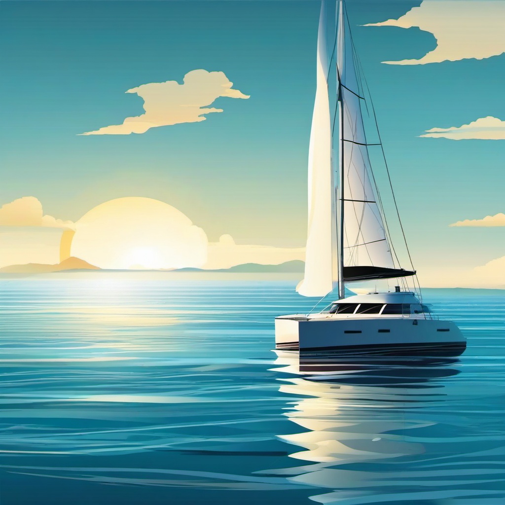 Boat clipart - catamaran sailing on open waters  