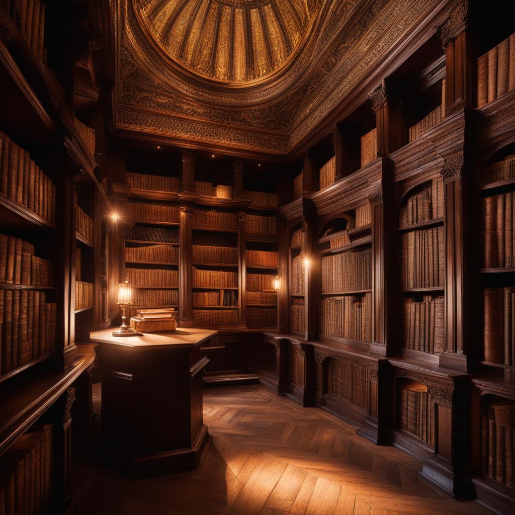 magical, hidden library filled with ancient tomes and mystical knowledge. 