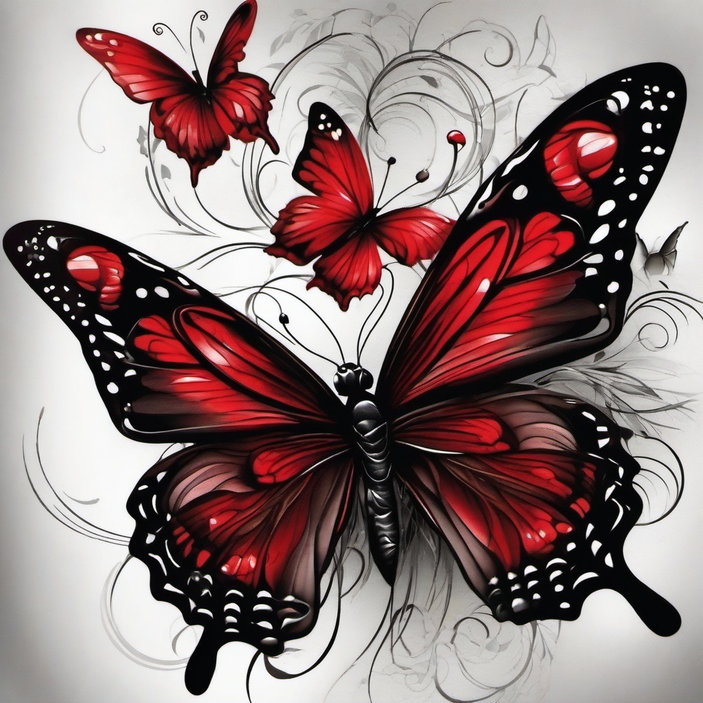 red black butterfly tattoo  