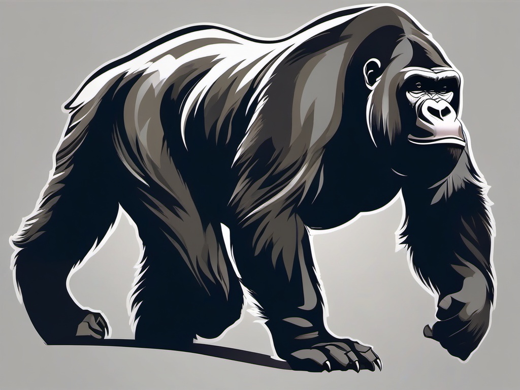 Silverback Tattoo-Bold and dynamic tattoo featuring a silverback gorilla, capturing themes of strength and wildlife.  simple color vector tattoo