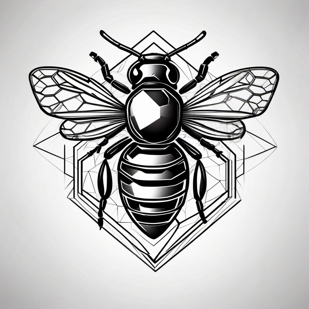 geometric honeycomb bee tattoo  vector tattoo design