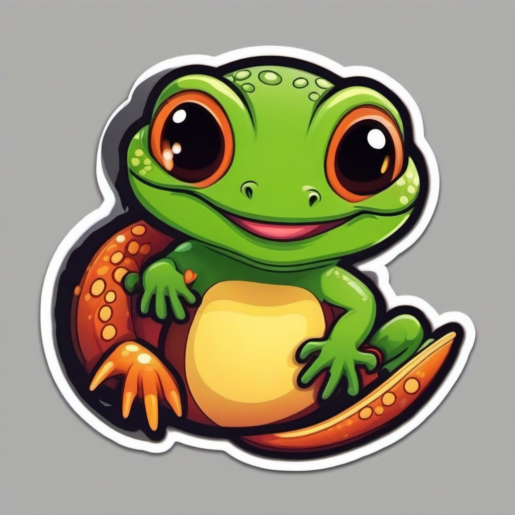 Salamander cartoon - smooth-skinned, colorful amphibian  cartoon sticker style