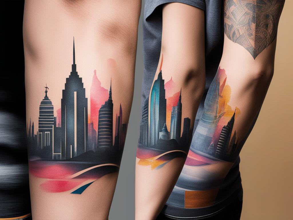 abstract skyline - craft an abstract skyline tattoo of your favorite city or a city of your dreams. 